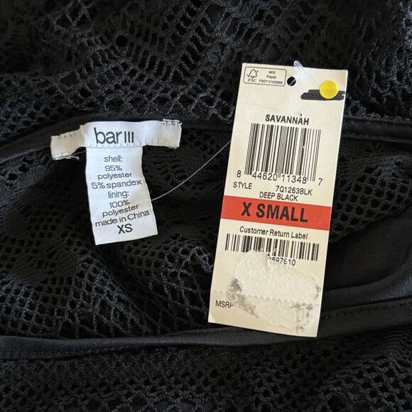 Bar III X-Small Mini Dress Sheath Floral Lace Overlay 3/4 Sleeve Stretch Lined - Picture 5 of 6